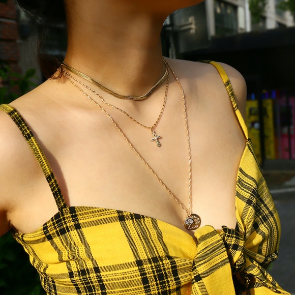 Antique Style// Tree Cross Layering Necklaces Set - Picture 2 of 8